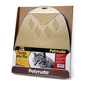 Petmate waterproof cat litter mat in assorted colors, 17" x 14" with flexible, non-slip construction.