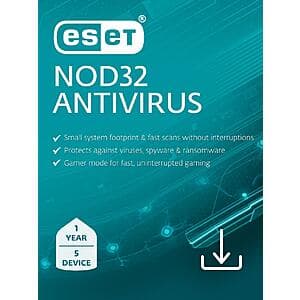 1-Year ESET NOD32 Antivirus 2025 Software (5 Devices/Digital Download) $20