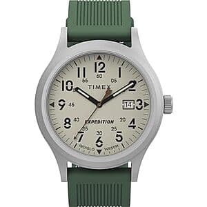 Timex Men's Expedition Scout Analog 40mm Watch (Green/Natural/IP Steel) $23