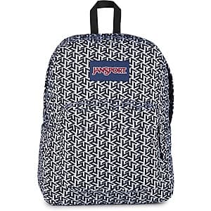 JanSport SuperBreak Plus 26L backpack in white, featuring a laptop compartment and durable construction.