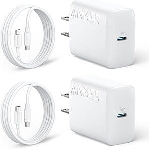 2-Pack Anker 25W USB-C Super Fast PPS Charger w/ 2x 5' USB-C Cable $16