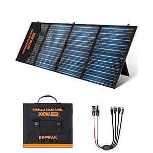 KEPEAK 100W Foldable Portable Solar Panel w/ QC 3.0 & PD $60 + Free S&H