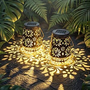 2-Pk Edenseelake Outdoor Solar Hanging Metal Flower Lanterns (Bronze) $15