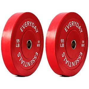 55-lbs BalanceFrom Olympic Bumper Plate Weight Plate (Pair, Red) $65.50 + Free Shipping