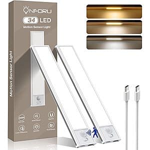 Prime Members: 2-Pk 8" Onforu Dimmable USB-C Rechargeable Under Cabinet Lighting $8 + Free Shipping