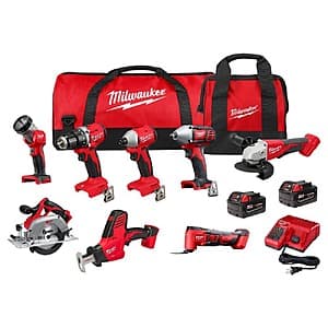 8-Tool Milwaukee M18 18V Li-Ion Cordless Combo Kit w/ 2 Batteries & Charger $649 + Free S&H