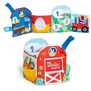 Ms. Rachel Official Sensory Learning Farm Foldable Soft Baby Book w/ Plush Cow $7.60