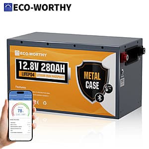 ECO-WORTHY 3584Wh 12V 280Ah Metal Case LiFePO4 Battery w/ Bluetooth $257.65 + Free S&H