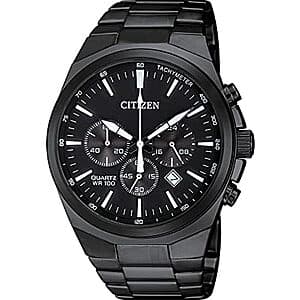 Citizen stainless steel quartz mens watch with classic dial design and bracelet band.