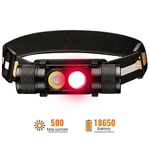 Sofirn H25LR 500 Lumen White / Deep Red LED Rechargeable Headlamp w/ 18650 Battery $12.25 + Free Shipping