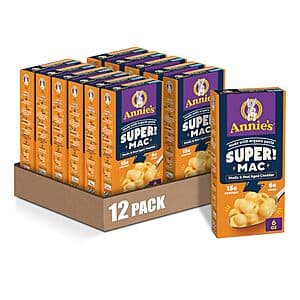12-Pack 6oz Annie's Super! Mac Protein Macaroni & Cheese Dinner (Shells & Real Aged Cheddar) $15.05 w/ Subscribe & Save + Free Shipping