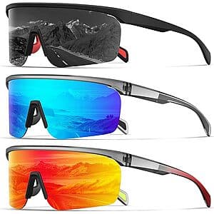 3-Pk KALIYADI Men's UV400 Polarized Sports Sunglasses (Various) $12