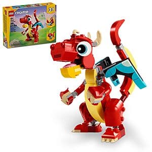 149-Piece LEGO Creator 3 in 1 Red Dragon Animal Toy Set $6.80