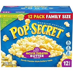 12-Pack 3.2-Oz Pop Secret Microwave Popcorn (Movie Theatre Butter) $3.70