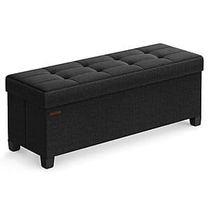 43" SONGMICS Foldable Storage Ottoman Bench (Ink Black) $30.50
