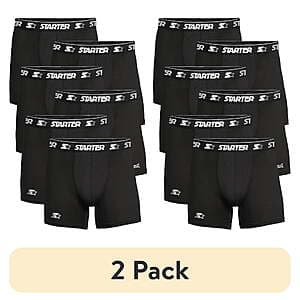 12-Pack Starter Men’s Active Performance Boxer Briefs (various colors) $10