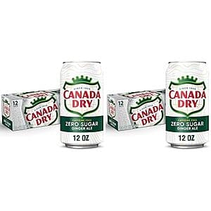24-Pk 12-Oz Canada Dry Zero Sugar Ginger Ale Soda $9.50 w/ S&S