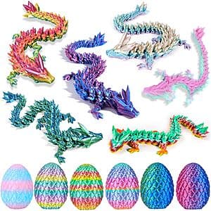6-Pk HTXJ-MF 3D Printed Mini Mystery Crystal Dragon Egg w/ Dragon Fidget Toy $6.50