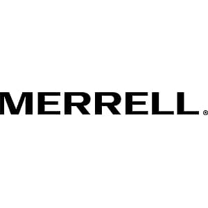 Assorted Merrell footwear including hiking boots, trail shoes, and casual sneakers in various colors displayed together.