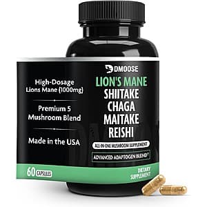 DMoose Lion's Mane 5-in-1 Mushroom Complex Adaptogenic Supplement (30 Servings) $6.80 w/ Subscribe & Save