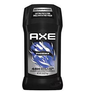 AXE Antiperspirant Deodorant Stick 2.6 oz in Apollo and Phoenix scent varieties.