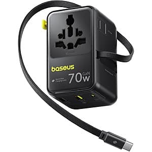 Baseus Enercore CG11 6-in-1 Universal 70W GaN Travel Adapter w/ Retractable Cable $25 + Free Shipping