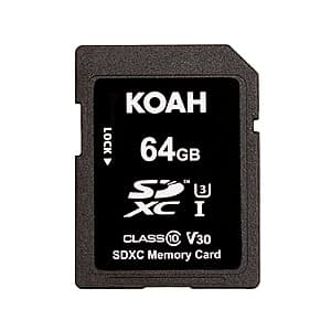 Koah SDHC Class 10 U3 V30 UHS-I Memory Cards: 32GB $3, 64GB $4 + Free Shipping