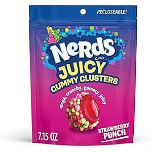 Two 7.15-oz boxes of NERDS Juicy Gummy Clusters in Strawberry Punch flavor with colorful red and pink branding.