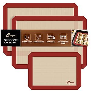 3-Pk Hotec Silicone Baking Mats (Red or Grey) $5