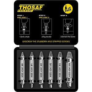 6-Pc THOSAF Damaged Screw Extractor Set $7.10