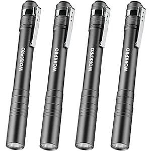 4-pack WORKPRO LED Aluminum Pen Flashlight Set (Various) $9