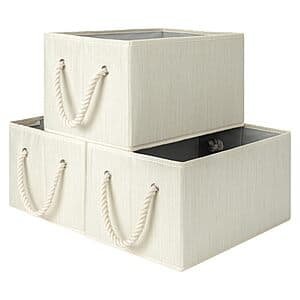 3-Pack StorageWorks Large Storage Boxes (Beige, White & Ivory) $10