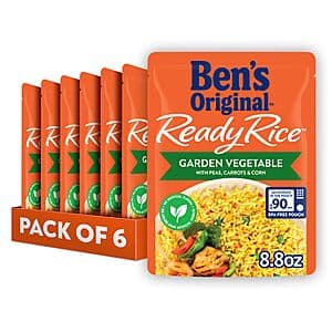 6-Pack 8.8-Oz BEN'S ORIGINAL Ready Rice Garden Vegetable Flavored Rice $5.55 or less w/ Subscribe & Save
