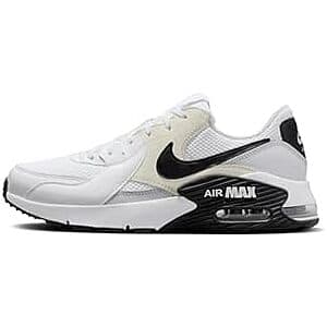 White Nike Men's Air Max Excee sneaker shown from the side, displaying the classic Air Max silhouette with visible cushioning technology.
