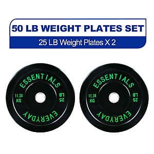 25-Lb BalanceFrom 2" Olympic Bumper Weight Plates (Black, Pair) $18 & More