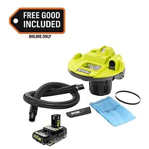 RYOBI ONE+ 18V Cordless 5 Gal Bucket Top Wet/Dry Vacuum + 2 Ah HP Battery $65 + Free Shipping