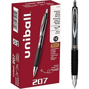 12-Pack uni-ball 207 0.5mm Micro Point Retractable Gel Pens (Black) $8.25 w/ Subscribe & Save