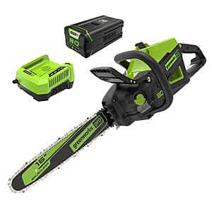 Greenworks 80V 16” Brushless Chainsaw w/ 4.0 Ah Battery & Charger $140 + Free S&H