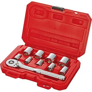 10-Piece Craftsman 3/8" Drive Polished Chrome SAE Mechanics Tool Set $15