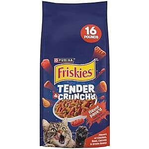 16-lb Purina Friskies Dry Cat Food (Tender & Crunchy Combo) $8.85 w/ Subscribe & Save