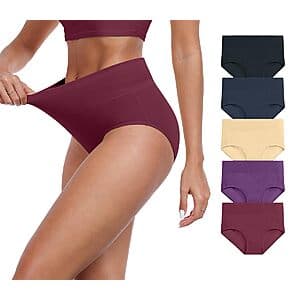 5-pk IWOLLENCE Women's High-Waisted Postpartum Underwear (Various) $9