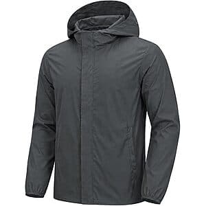 SWISSWELL men's waterproof rain jacket in lightweight nylon with water-repellent finish and single-layer shell construction.