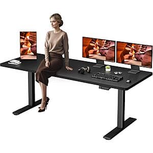 79"x31" FitStand Dual Motor Adjustable Standing Desk (Black) $225 + Free S&H