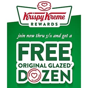 New/Existing Krispy Kreme Rewards Members: 1-Dozen Original Glazed Doughnuts Free to Claim (Offer valid thru 5/2)