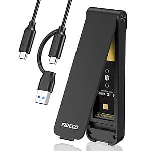 Fideco M.2 NVMe SSD Enclosure (M & M+B Key, 2230/2242/2260/2280, USB 3.2 Gen 2) $8.65
