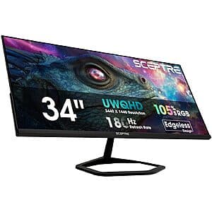 34" Sceptre Ultrawide 21:9 Quad HD 180Hz Gaming LED Monitor $178 + Free S&H