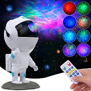 Astronaut Galaxy LED Projector for Kids w/ 8 Colors Nebula & Stars $8