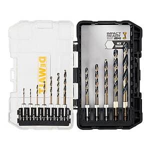 12-Pc DeWALT Black & Gold Drill Bit Set $15 + Free S&H