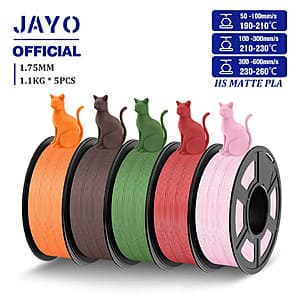 5-Pack 1.1kg JAYO High Speed PLA Matte 1.75mm 3D Printer Filament (Various) $44.30 + Free Shipping