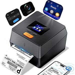 Phomemo 4" x 6" Bluetooth Touchscreen Thermal Shipping Label Printer $60 + Free S&H